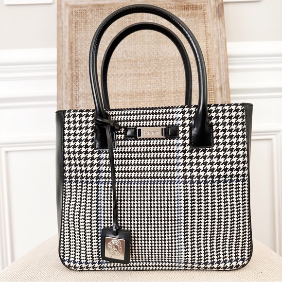 Lauren Ralph Lauren Handbags - Lauren Houndstooth Satchel with Crossbody Strap